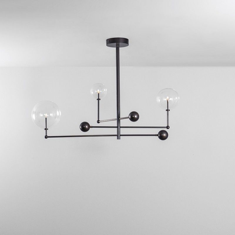 Schwung Universe Black Gunmetal Transparent Globe Chandelier